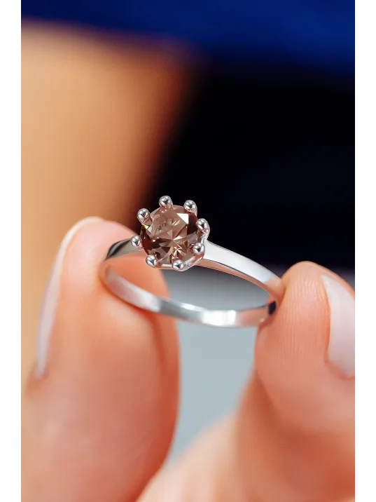 Kadın Gümüş Yüzük - Zultanit Taşlı Tektaş Gümüş Yüzük