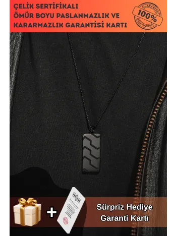 Blackstone Vortex Desenli Erkek Kolye 3.5 cm Parlak Çelik Kararmaz Polo Zincir