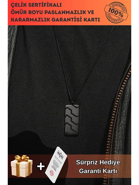 Blackstone Vortex Desenli Erkek Kolye 3.5 cm Parlak Çelik Kararmaz Polo Zincir