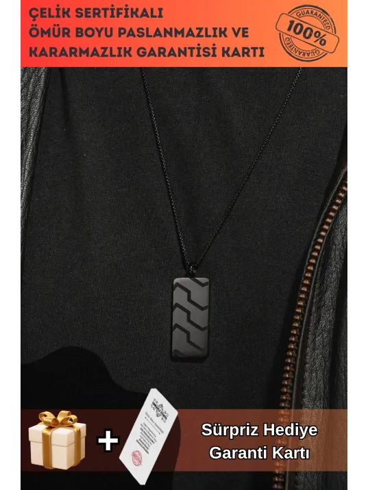 Blackstone Vortex Desenli Erkek Kolye 3.5 cm Parlak Çelik Kararmaz Polo Zincir