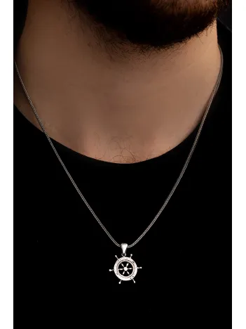 Gemi Dümeni Erkek Gümüş Kolye Zincir