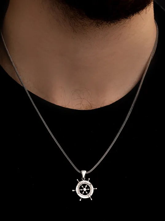 Gemi Dümeni Erkek Gümüş Kolye Zincir