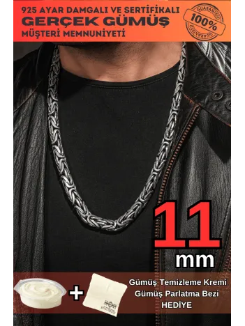 Erkek Gümüş Zincir Kolye Yuvarlak Kral Model