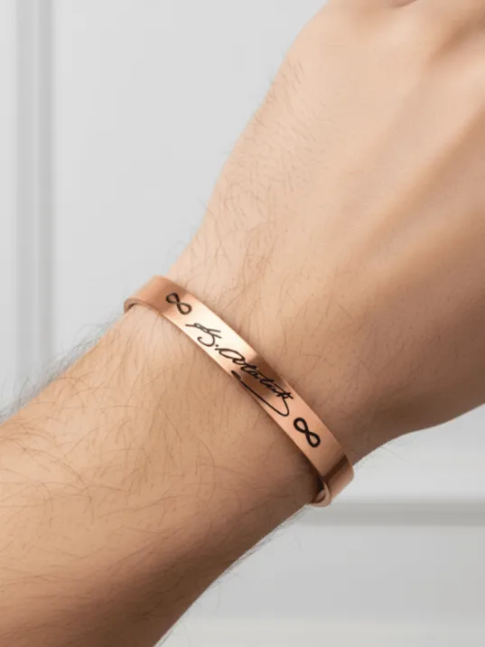 Erkek Kadın Bakır Bileklik - Mustafa Kemal Atatürk İmzalı Bakır Bilezik