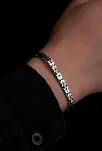 Erkek Gümüş Bileklik - 5.5mm Dikdörtgen Kesim Yassı Kral Gümüş Bileklik