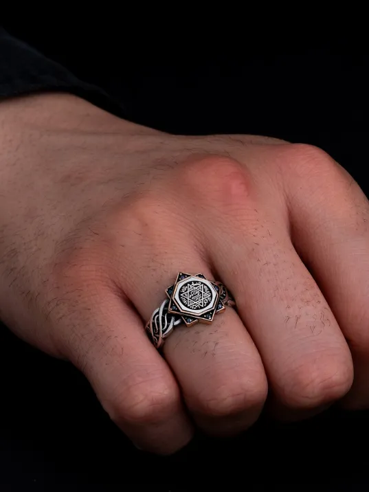 Erkek Gümüş Yüzük - Hz Süleyman Mührü İnce Kibar Erkek Yüzüğü Erkek Gümüş Yüzük - Hz Süleyman Mührü İnce Kibar Erkek Yüzüğü