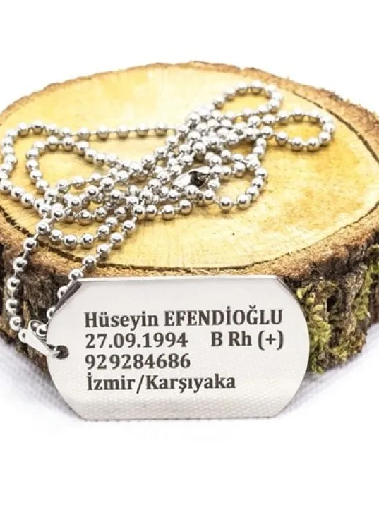 Asker Künyesi Paslanmaz Çelik Kolye Zincir
