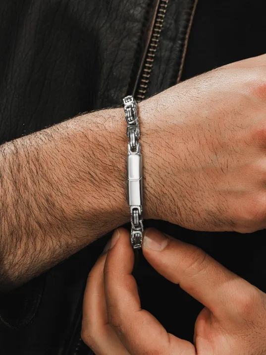 Erkek Çelik Bileklik - Özel Kilitli Model Yuvarlak Kral Erkek Bileklik