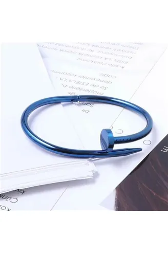 Spiral Çivi Model Erkek Çelik Bileklik Mavi