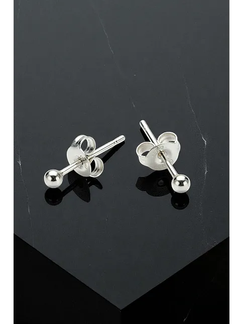 Kadın Gümüş Küpe - 2 mm 925 Ayar Gümüş Top Küpe