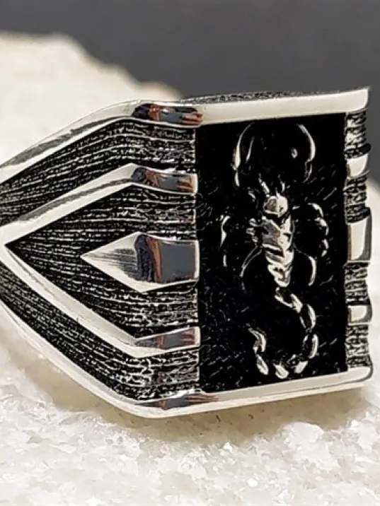 Akrep Erkek Erkek Gümüş Yüzük