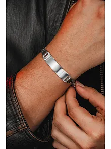 Erkek Gümüş Bileklik - İsim Yazılan 2.8 mm Çift Kare Kral Zincir Erkek Bileklik