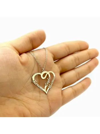 Çift Kalp Gümüş Kolye GKLGMS3ISMK