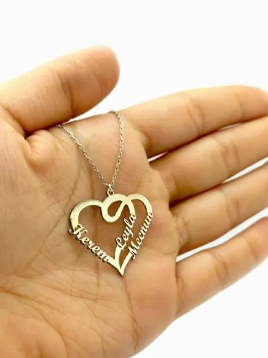 Çift Kalp Gümüş Kolye GKLGMS3ISMK