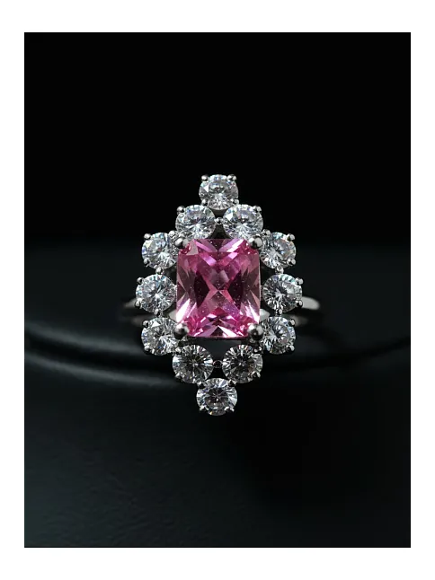 Kadın Gümüş Yüzük - Bella Model Kare Pembe Zirkon Taşlı Yüzük Kadın Gümüş Yüzük - Bella Model Kare Pembe Zirkon Taşlı Yüzük