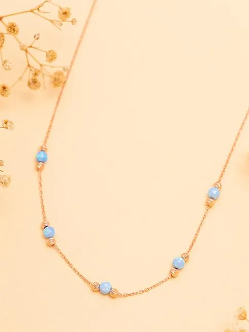 Opal Taşlı Rose Altın Kaplama Kadın Gümüş Kolye