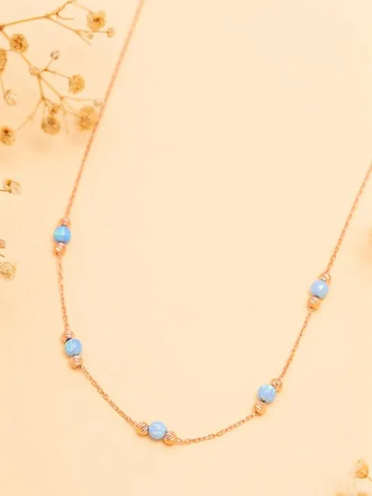 Opal Taşlı Rose Altın Kaplama Kadın Gümüş Kolye Opal Taşlı Rose Altın Kaplama Kadın Gümüş Kolye