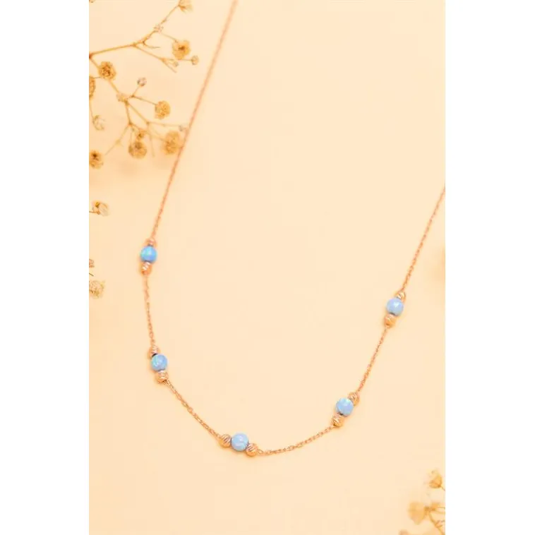 Opal Taşlı Rose Altın Kaplama Kadın Gümüş Kolye Opal Taşlı Rose Altın Kaplama Kadın Gümüş Kolye