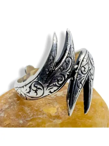 Çift Zülfikarlı Erkek Gümüş Yüzük