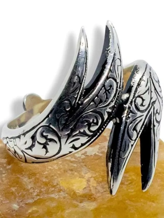 Çift Zülfikarlı Erkek Gümüş Yüzük