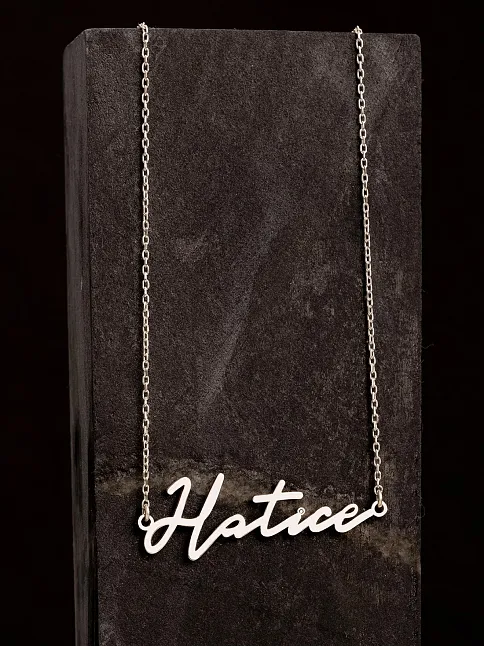Kadın Gümüş Kolye - Hatice Yazılı 925 Ayar Gümüş Kadın Kolye