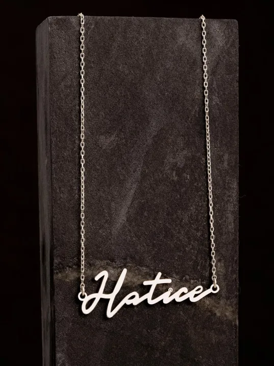 Kadın Gümüş Kolye - Hatice Yazılı 925 Ayar Gümüş Kadın Kolye Kadın Gümüş Kolye - Hatice Yazılı 925 Ayar Gümüş Kadın Kolye