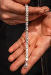 Erkek Gümüş Bileklik - 6mm Beyaz Kare Kral Parlak Model Erkek Künye