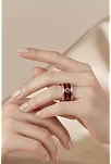 Kadın Bakır Yüzük - Rosso Model Özel Baskı Metal Kutu Ve Kuvars Taşı
