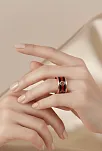Kadın Bakır Yüzük - Rosso Model Özel Baskı Metal Kutu Ve Kuvars Taşı