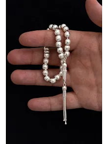 Gümüş Tespih Çizgili Küre Küçük Boy 16,5gr