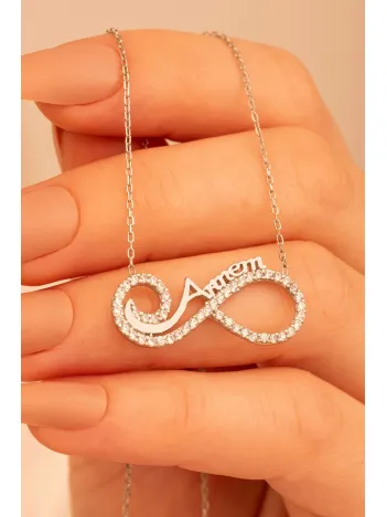 Annem Yazılı Sonsuzluk Kadın Gümüş Kolye GKLSNSZLKM1-GMS
