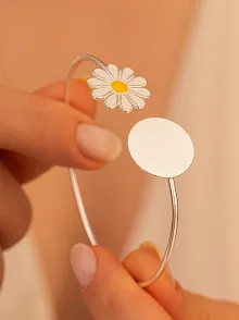 Kadın Gümüş Bileklik - Gümüş Papatya Model Kadın Bileklik