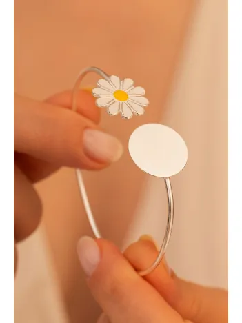 Kadın Gümüş Bileklik - Gümüş Papatya Model Kadın Bileklik