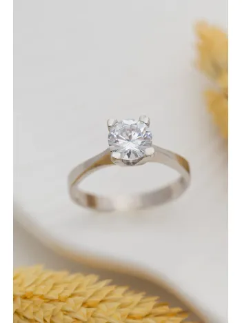 Gümüş Tektaş Bayan Gümüş Yüzük