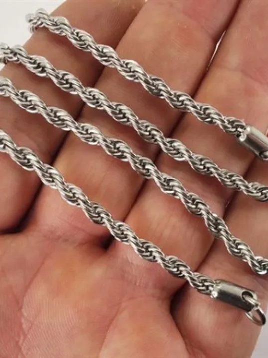 Erkek Çelik Paslanmaz Çelik Burma Halat Kolye