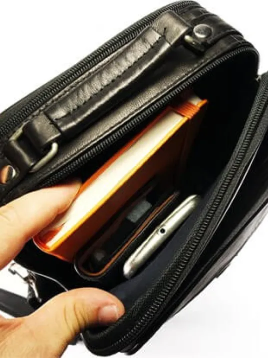 Güderi Marka Siyah Renk Hakiki Deri Erkek Deri Çanta Çelik Kasalı Büyük Boy