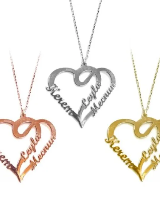 Çift Kalp Gümüş Kolye GKLGMS3ISMK