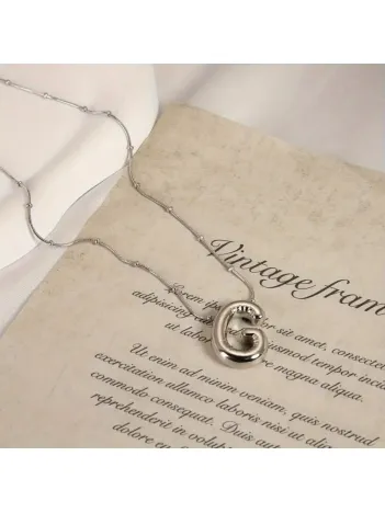 Kadın Çelik Kolye - G Harfi Balon Harf Kadın Kolye