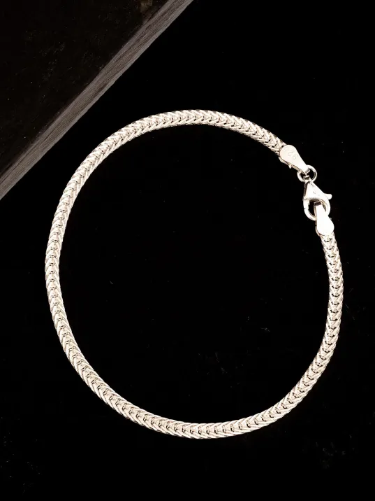 Kadın Gümüş Bileklik - 3.5mm Yassı Beyaz Tilki Kuyruğu Zincir Gümüş Kadın Bileklik Kadın Gümüş Bileklik - 3.5mm Yassı Beyaz Tilki Kuyruğu Zincir Gümüş Kadın Bileklik