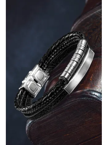 Erkek Deri Bileklik - İsim Yazılan Paslanmaz Çelik Deri Kordonlu Erkek Bileklik Erkek Deri Bileklik - İsim Yazılan Paslanmaz Çelik Deri Kordonlu Erkek Bileklik