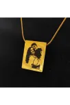Lazer Fotoğraf Kazımalı Unisex Çelik Kolye
