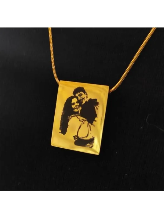Lazer Fotoğraf Kazımalı Unisex Çelik Kolye