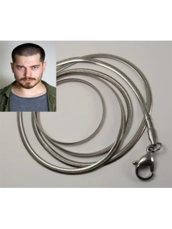 Yassı Model Sarp Snake Yılan Kolye Erkek Çelik Kolye Zincir 316l Paslanmaz Çelik