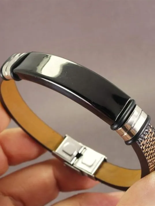 OttoMan İsim Yazılan Erkek Bileklik Suni Deri