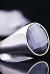Siyah Zirkon Kristal Kesim Taşlı Özel Seri Erkek Gümüş Yüzük