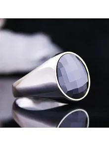 Siyah Zirkon Kristal Kesim Taşlı Özel Seri Erkek Gümüş Yüzük