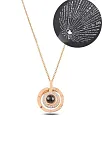 Zirkon Taşlı Rose 100 Dilde Seni Seviyorum Bayan Gümüş Kolye GKL100DLSS1-ROS