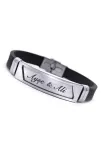 Kişiye Özel Yazılabilen Yamuk Desen Kauçuk Çelik Erkek Bileklik CBLYAMUKISM-