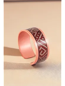 Kadın Bakır Bileklik Yüzük Set - Eva Model Özel Baskı Metal Kutu Ve Kuvars Taşı