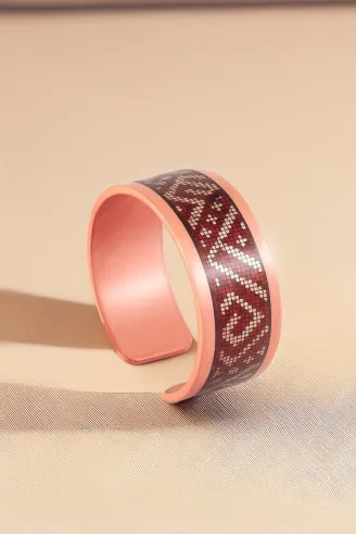 Kadın Bakır Bileklik Yüzük Set - Eva Model Özel Baskı Metal Kutu Ve Kuvars Taşı